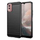 For Nokia C32 Brushed Texture Carbon Fiber TPU Phone Case(Black) - 1