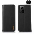 For Xiaomi Redmi Note 12S 4G KHAZNEH Nappa Top Layer Cowhide Leather Phone Case(Black) - 1