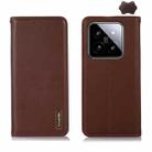 For Xiaomi 14 Pro KHAZNEH Nappa Top Layer Cowhide Leather Phone Case(Brown) - 1