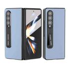For Samsung Galaxy Z Fold3 5G ABEEL Integrated Genuine Leather Wave Black Edge Phone Case with Holder(Blue) - 1