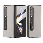 For Samsung Galaxy Z Fold4 5G ABEEL Integrated Genuine Leather Wave Black Edge Phone Case with Holder(Grey) - 1