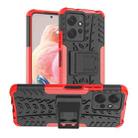 For Xiaomi Redmi Note 12 4G Global Tire Texture TPU + PC Phone Case with Holder(Red) - 1