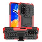 For Xiaomi Redmi Note 12S / 11S / 11 Tire Texture TPU + PC Phone Case with Holder(Red) - 1