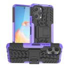 For Xiaomi Redmi 12 4G Tire Texture TPU + PC Phone Case with Holder(Purple) - 1