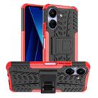 For Xiaomi Poco C65 Tire Texture TPU + PC Phone Case with Holder(Red) - 1