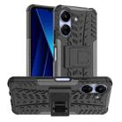 For Xiaomi Poco C65 Tire Texture TPU + PC Phone Case with Holder(Black) - 1