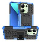 For Xiaomi Redmi Note 13 4G Tire Texture TPU + PC Phone Case with Holder(Blue) - 1