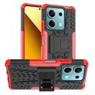 For Xiaomi Redmi Note 13 5G Global Tire Texture TPU + PC Phone Case with Holder(Red) - 1