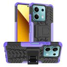 For Xiaomi Redmi Note 13 5G Global Tire Texture TPU + PC Phone Case with Holder(Purple) - 1