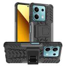 For Xiaomi Redmi Note 13 5G Global Tire Texture TPU + PC Phone Case with Holder(Black) - 1