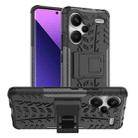 For Xiaomi Redmi Note 13 Pro+ 5G Tire Texture TPU + PC Phone Case with Holder(Black) - 1