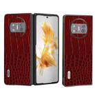 For Huawei Mate X3 ABEEL Genuine Leather Crocodile Pattern Black Edge Phone Case(Red) - 1