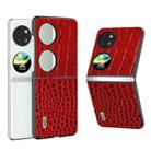 For Huawei Pocket 2 ABEEL Genuine Leather Crocodile Pattern Black Edge Phone Case(Red) - 1