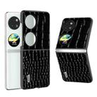 For Huawei P60 Pocket ABEEL Genuine Leather Crocodile Pattern Black Edge Phone Case(Black) - 1