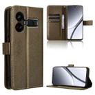 For Realme GT5 5G Diamond Texture Leather Phone Case(Brown) - 1