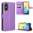 For vivo Y16 / iQOO Z7i Diamond Texture Leather Phone Case(Purple) - 1