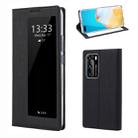 For Huawei P40 ViLi DMX-54 Shockproof TPU + PU Leather View Window Magnetic Attraction Horizontal Flip Protective Case with Card Slots & Holder & Sleep / Wake-up(Black) - 1