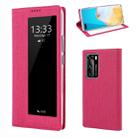 For Huawei P40 ViLi DMX-54 Shockproof TPU + PU Leather View Window Magnetic Attraction Horizontal Flip Protective Case with Card Slots & Holder & Sleep / Wake-up(Rose Red) - 1