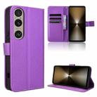 For Sony Xperia 1 VI 2024 Diamond Texture Leather Phone Case(Purple) - 1