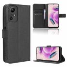 For Xiaomi Redmi Note 12S 4G Diamond Texture Leather Phone Case(Black) - 1