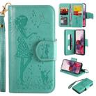 For Samsung Galaxy S20 Woman and Cat Embossed Horizontal Flip Leather Case, with Card Slots & Holder & Wallet & Photo Frame & Mirror & Lanyard(Green) - 1