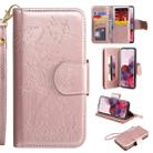 For Samsung Galaxy S20 Woman and Cat Embossed Horizontal Flip Leather Case, with Card Slots & Holder & Wallet & Photo Frame & Mirror & Lanyard(Rose Gold) - 1