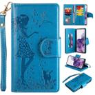 For Samsung Galaxy S20+ Woman and Cat Embossed Horizontal Flip Leather Case, with Card Slots & Holder & Wallet & Photo Frame & Mirror & Lanyard(Blue) - 1