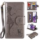 For Samsung Galaxy S20+ Woman and Cat Embossed Horizontal Flip Leather Case, with Card Slots & Holder & Wallet & Photo Frame & Mirror & Lanyard(Grey) - 1