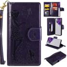 For Samsung Galaxy S20 Ultra Woman and Cat Embossed Horizontal Flip Leather Case, with Card Slots & Holder & Wallet & Photo Frame & Mirror & Lanyard(Purple) - 1