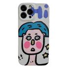 For iPhone 14 Pro Max Face Couple Pattern IMD Matte TPU Phone Case(Boy) - 1