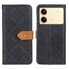 For Xiaomi Redmi Note 13R Pro European Floral Embossed Leather Phone Case(Black) - 1