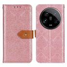 For Xiaomi 14 Ultra European Floral Embossed Leather Phone Case(Pink) - 1