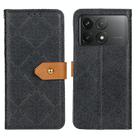 For Xiaomi Poco F6 Pro European Floral Embossed Leather Phone Case(Black) - 1