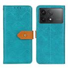 For Xiaomi Poco F6 Pro European Floral Embossed Leather Phone Case(Blue) - 1