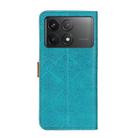 For Xiaomi Poco F6 Pro European Floral Embossed Leather Phone Case(Blue) - 3