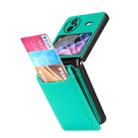 For vivo X Flip Litchi Texture Card Bag Shockproof Phone Case with Ring Holder / Film(Green) - 1