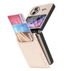 For vivo X Flip Litchi Texture Card Bag Shockproof Phone Case with Ring Holder / Film(Beige) - 1