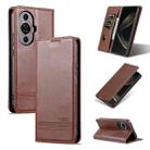 For Huawei Nova 11 AZNS Magnetic Calf Texture Flip Leather Phone Case(Dark Brown) - 1