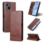 For Huawei Maimang A20 AZNS Magnetic Calf Texture Flip Leather Phone Case(Dark Brown) - 1