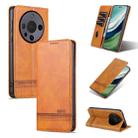 For Huawei Mate 60 Pro AZNS Magnetic Calf Texture Flip Leather Phone Case(Light Brown) - 1