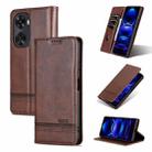 For Huawei nova 11 SE AZNS Magnetic Calf Texture Flip Leather Phone Case(Dark Brown) - 1