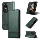 For Huawei nova 12 AZNS Magnetic Calf Texture Flip Leather Phone Case(Dark Green) - 1