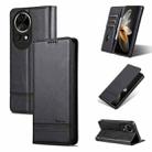 For Huawei nova 12 Pro AZNS Magnetic Calf Texture Flip Leather Phone Case(Black) - 1