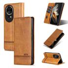 For Huawei nova 12 Pro AZNS Magnetic Calf Texture Flip Leather Phone Case(Light Brown) - 1