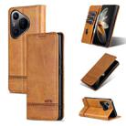For Huawei Pura 70 AZNS Magnetic Calf Texture Flip Leather Phone Case(Light Brown) - 1