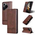 For Huawei Pura 70 AZNS Magnetic Calf Texture Flip Leather Phone Case(Dark Brown) - 1