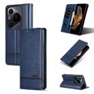 For Huawei Pura 70 Pro / 70 Pro+ AZNS Magnetic Calf Texture Flip Leather Phone Case(Dark Blue) - 1