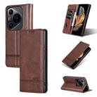 For Huawei Pura 70 Pro / 70 Pro+ AZNS Magnetic Calf Texture Flip Leather Phone Case(Dark Brown) - 1