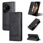 For Huawei Pura 70 Pro / 70 Pro+ Fine Hole AZNS Magnetic Calf Texture Flip Leather Phone Case(Black) - 1