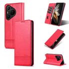 For Huawei Pura 70 Fine Hole AZNS Magnetic Calf Texture Flip Leather Phone Case(Red) - 1